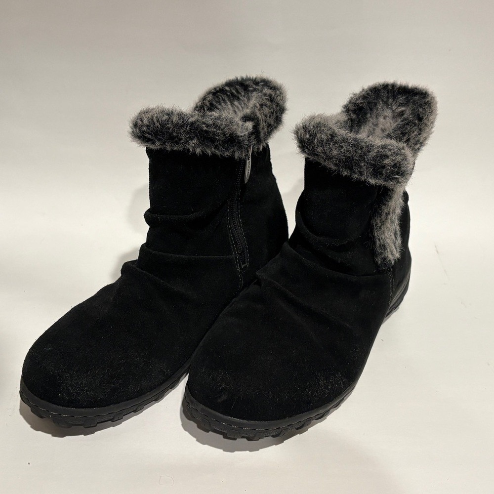 Khombu Lindsey Ankle Boots Women's Size 10 Leather Suede Faux Fur Side Zip Up
